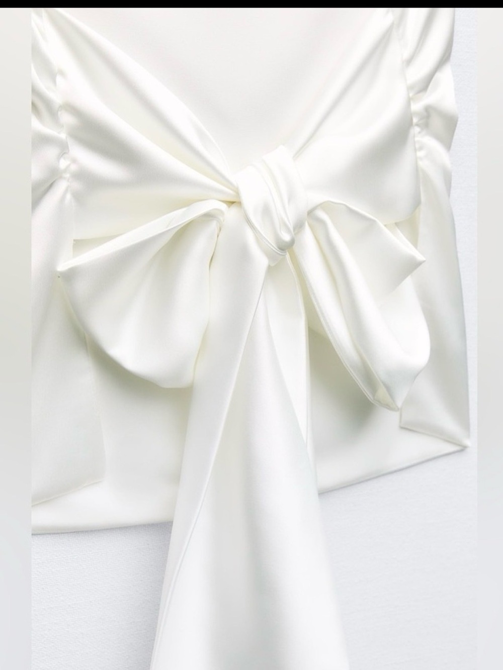 Zara Satin Bow-Back White Top